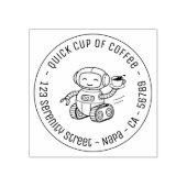 Robot Serving Coffee Business Round Address ラバースタンプ (インプリント)