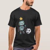 Robot with Christmas lights playing soccer Tシャツ (正面)