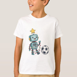 Robot with Christmas lights playing soccer Tシャツ