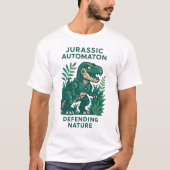Robotic Dino Protecting Nature Illustration Tシャツ (正面)