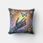 Robotic Hand & Butterfly AI Nature Harmony  クッション (正面)