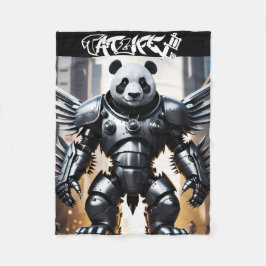 Robotic-Panda With Wings Fleece Blanket フリースブランケット