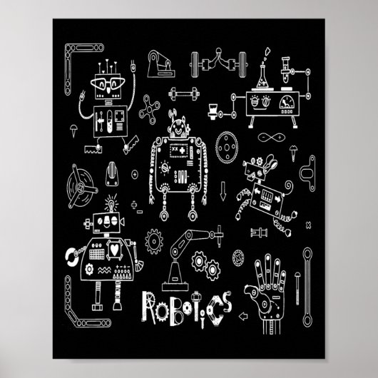 Robotics Engineer Technician Funny Vintage Robot ポスター (正面)