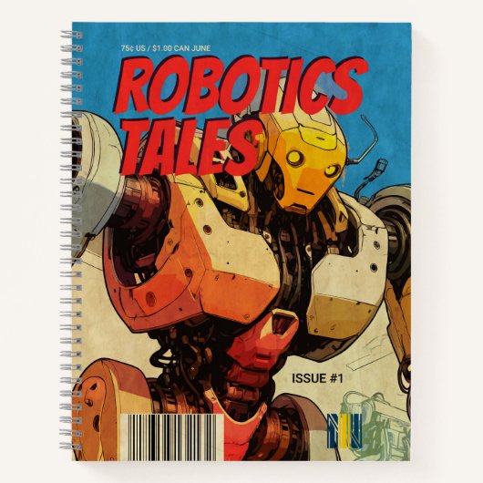 Robotics Tales Vintage Sci-Fi Comic Art ノートブック (正面)