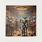robots having fun in a bar タペストリー (正面)