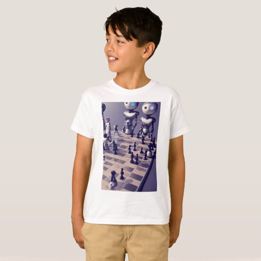 Robots playing chess kids t-shirt tシャツ (正面フル)