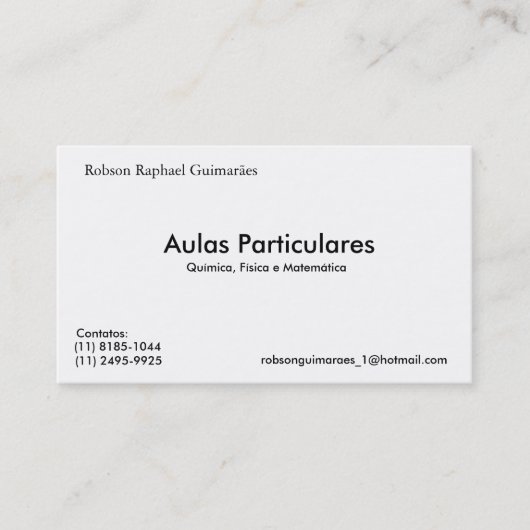 Robson Raphael Guimarães, Aulas Particulares, Q... 名刺 (正面)