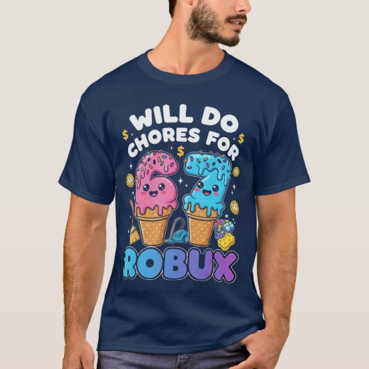 Robuxのために67の家事をするよ 面白いゲーマー 67 ミーム tシャツ (正面)