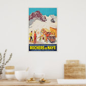 Rochers de Naye Montreux Switzerland Vintage Ski ポスター (キッチン)