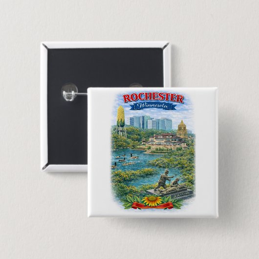 Rochester MN Minnesota Landmarks Button 缶バッジ (正面&裏面)
