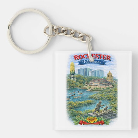 Rochester MN Minnesota Landmarks Keychain キーホルダー (正面)