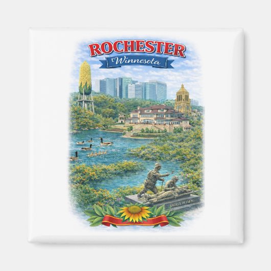 Rochester MN Minnesota Landmarks Magnet マグネット (正面)