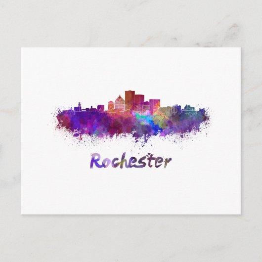 Rochester skyline in watercolor ポストカード (正面)
