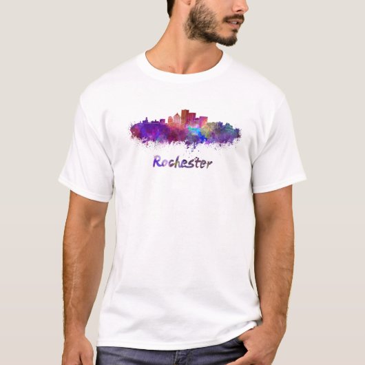 Rochester skyline in watercolor tシャツ (正面)