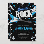 ROCK 生まれ Baby Shower招待状、ギター招待状 招待状 (正面/裏面)