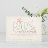 Rock-a-byeベビーシャワー招待状 – ピンク 招待状 (スタンド正面)