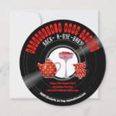 Rock-A-Bye-BABYシャワーレトロレコード茶パーティー赤 招待状 (正面)