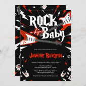 Rock a Bye Baby Shower招待状、ギター招待状 招待状 (正面/裏面)