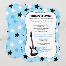 Rock a Bye Blue Rock Star Guitarベビーシャワー 招待状