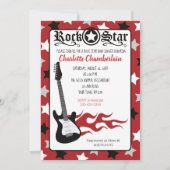 Rock a Bye Red Rock Star Guitar Baby Shower 招待状 (正面)
