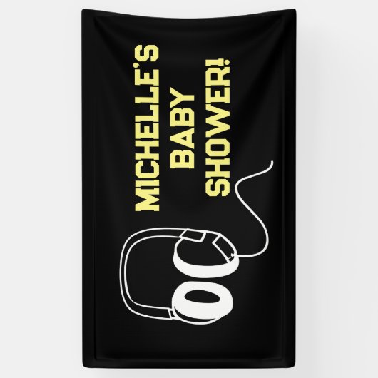 Rock a Bye Rock Star Guitar Baby Shower Banner 横断幕 (縦)