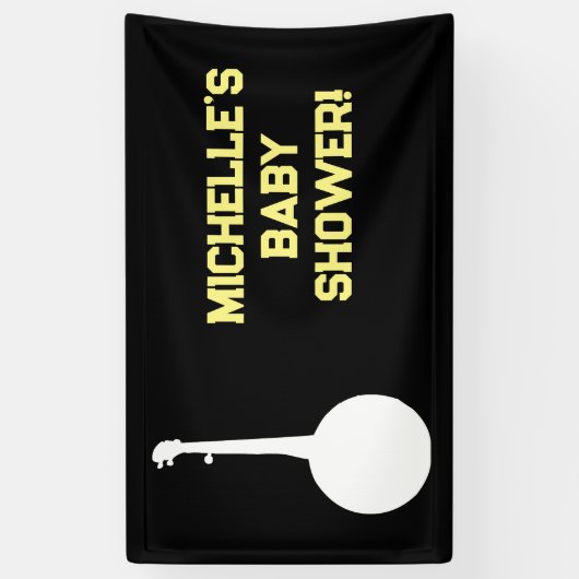 Rock a Bye Rock Star Guitar Baby Shower Banner 横断幕 (縦)