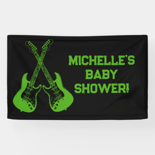 Rock a Bye Rock Star Guitar Baby Shower Banner 横断幕 (横)