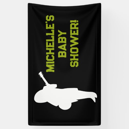 Rock a Bye Rock Star Guitar Baby Shower Banner 横断幕 (縦)