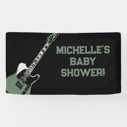 Rock a Bye Rock Star Guitar Baby Shower Banner 横断幕 (横)