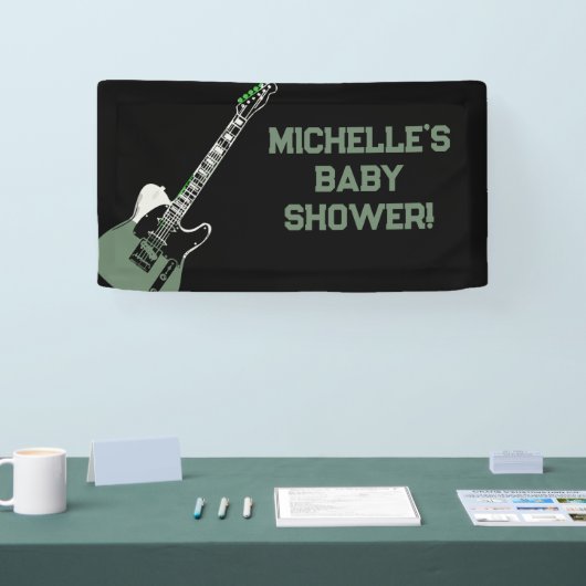 Rock a Bye Rock Star Guitar Baby Shower Banner 横断幕 (トレードショー)