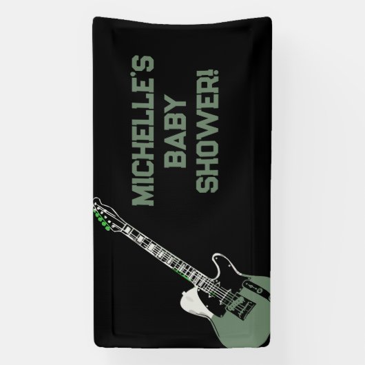 Rock a Bye Rock Star Guitar Baby Shower Banner 横断幕 (縦)