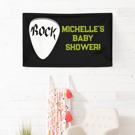 Rock a Bye Rock Star Guitar Baby Shower Banner 横断幕 (インサイチュ)