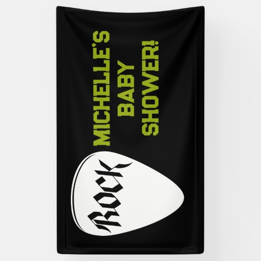 Rock a Bye Rock Star Guitar Baby Shower Banner 横断幕 (縦)