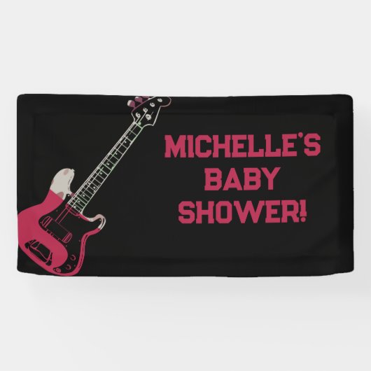 Rock a Bye Rock Star Guitar Baby Shower Banner 横断幕 (横)
