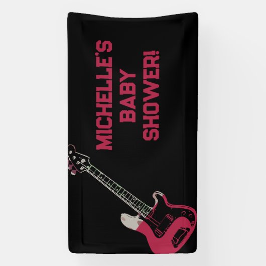 Rock a Bye Rock Star Guitar Baby Shower Banner 横断幕 (縦)