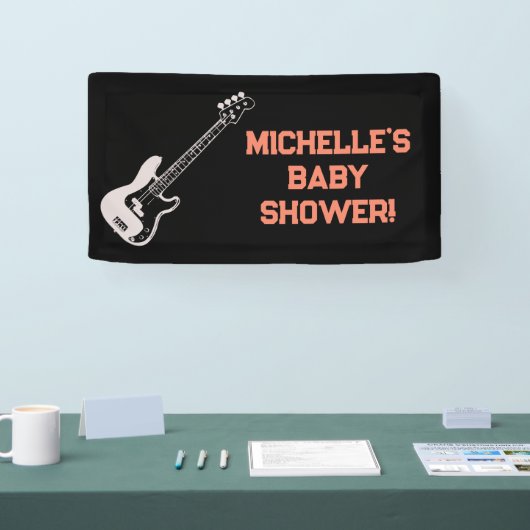 Rock a Bye Rock Star Guitar Baby Shower Banner 横断幕 (トレードショー)