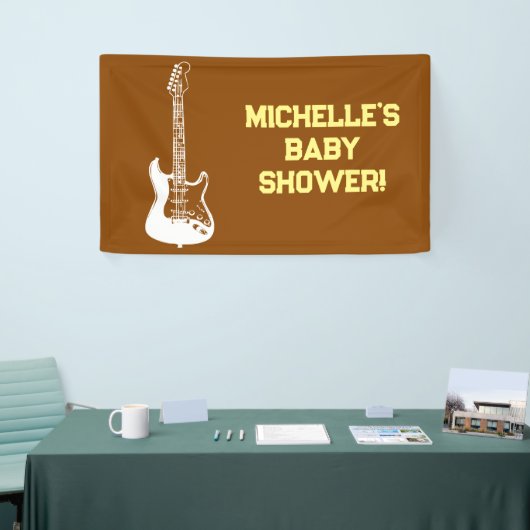 Rock a Bye Rock Star Guitar Baby Shower Banner 横断幕 (トレードショー)