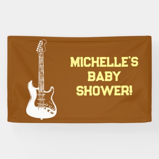 Rock a Bye Rock Star Guitar Baby Shower Banner 横断幕 (横)