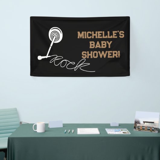 Rock a Bye Rock Star Guitar Baby Shower Banner 横断幕 (トレードショー)