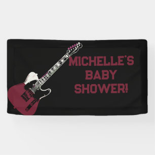 Rock a Bye Rock Star Guitar Baby Shower Banner 横断幕