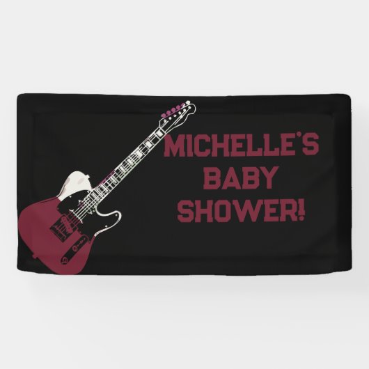 Rock a Bye Rock Star Guitar Baby Shower Banner 横断幕 (横)