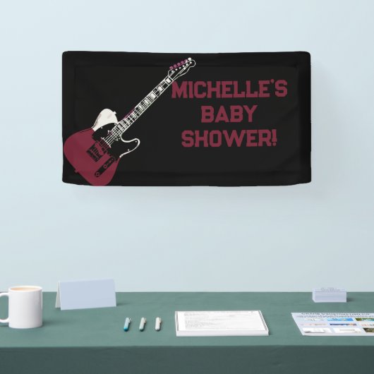 Rock a Bye Rock Star Guitar Baby Shower Banner 横断幕 (トレードショー)