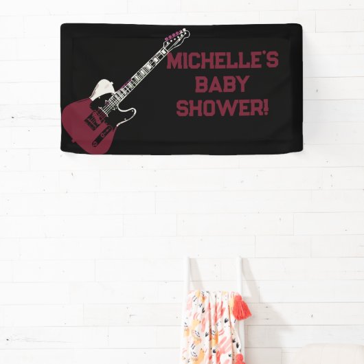 Rock a Bye Rock Star Guitar Baby Shower Banner 横断幕 (インサイチュ)
