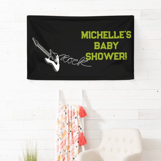 Rock a Bye Rock Star Guitar Baby Shower Banner 横断幕 (インサイチュ)