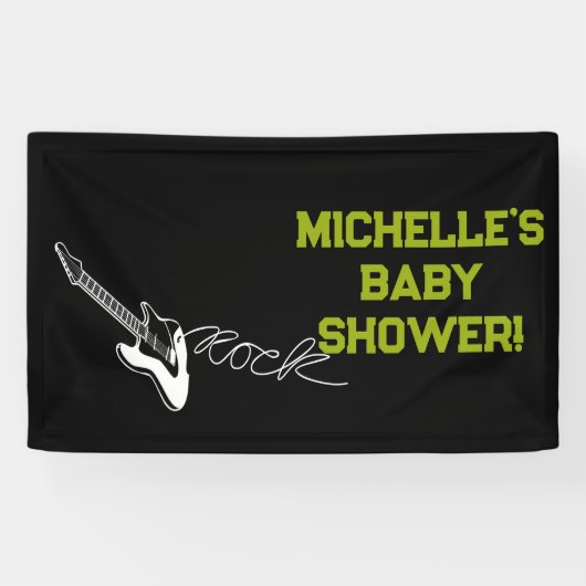 Rock a Bye Rock Star Guitar Baby Shower Banner 横断幕 (横)