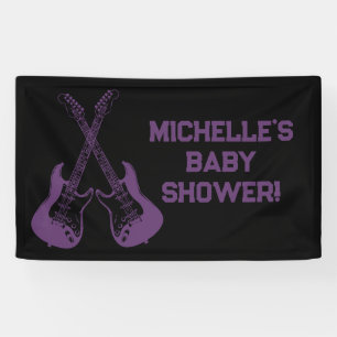 Rock a Bye Rock Star Guitar Baby Shower Banner 横断幕