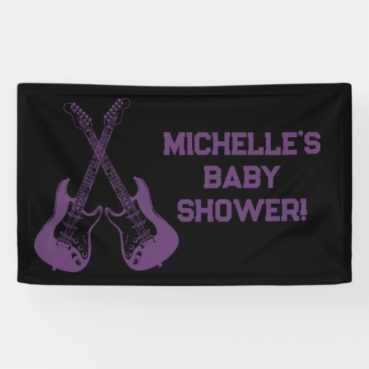 Rock a Bye Rock Star Guitar Baby Shower Banner 横断幕 (横)