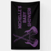 Rock a Bye Rock Star Guitar Baby Shower Banner 横断幕 (縦)