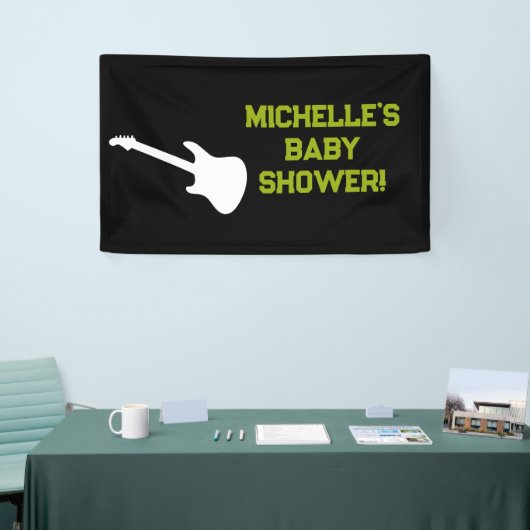 Rock a Bye Rock Star Guitar Baby Shower Banner 横断幕 (トレードショー)