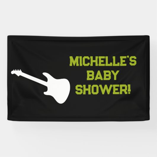 Rock a Bye Rock Star Guitar Baby Shower Banner 横断幕 (横)
